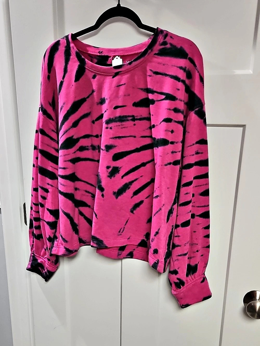 LIVI Tie-Dye Long Sleeve Blouse in Pink & Black Size 18/20